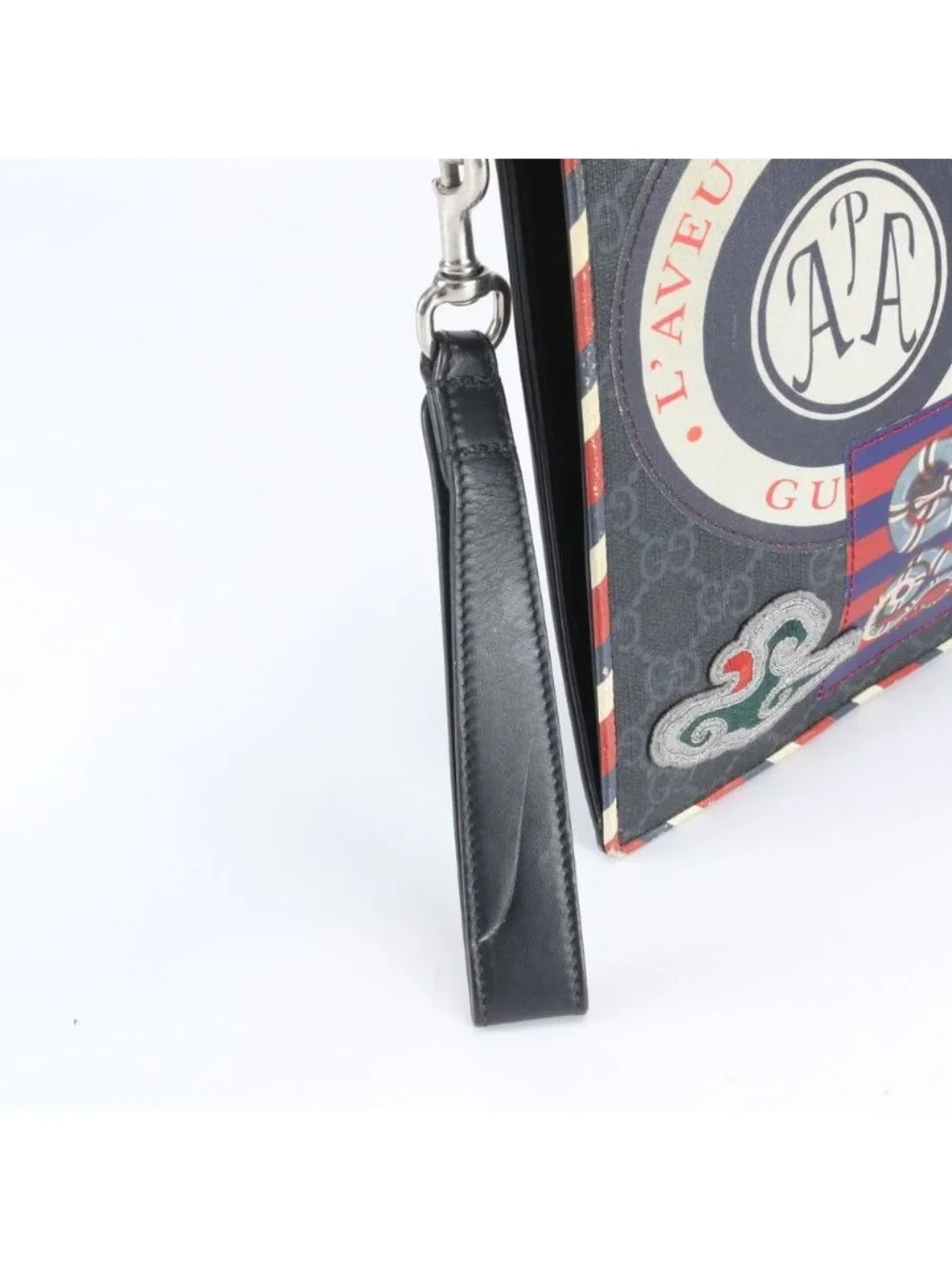 Gucci GG Supreme Night Courier Leather Clutch Pouch Business